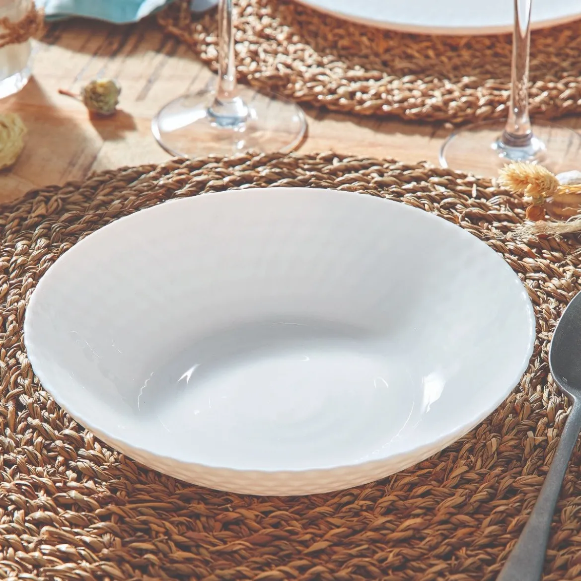 Assiette creuse blanche 20 cm Pampille