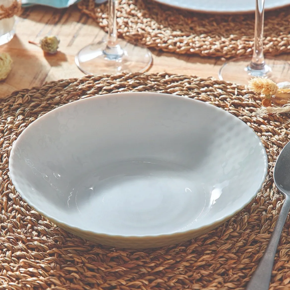 Assiette creuse grise 20 cm Pampille