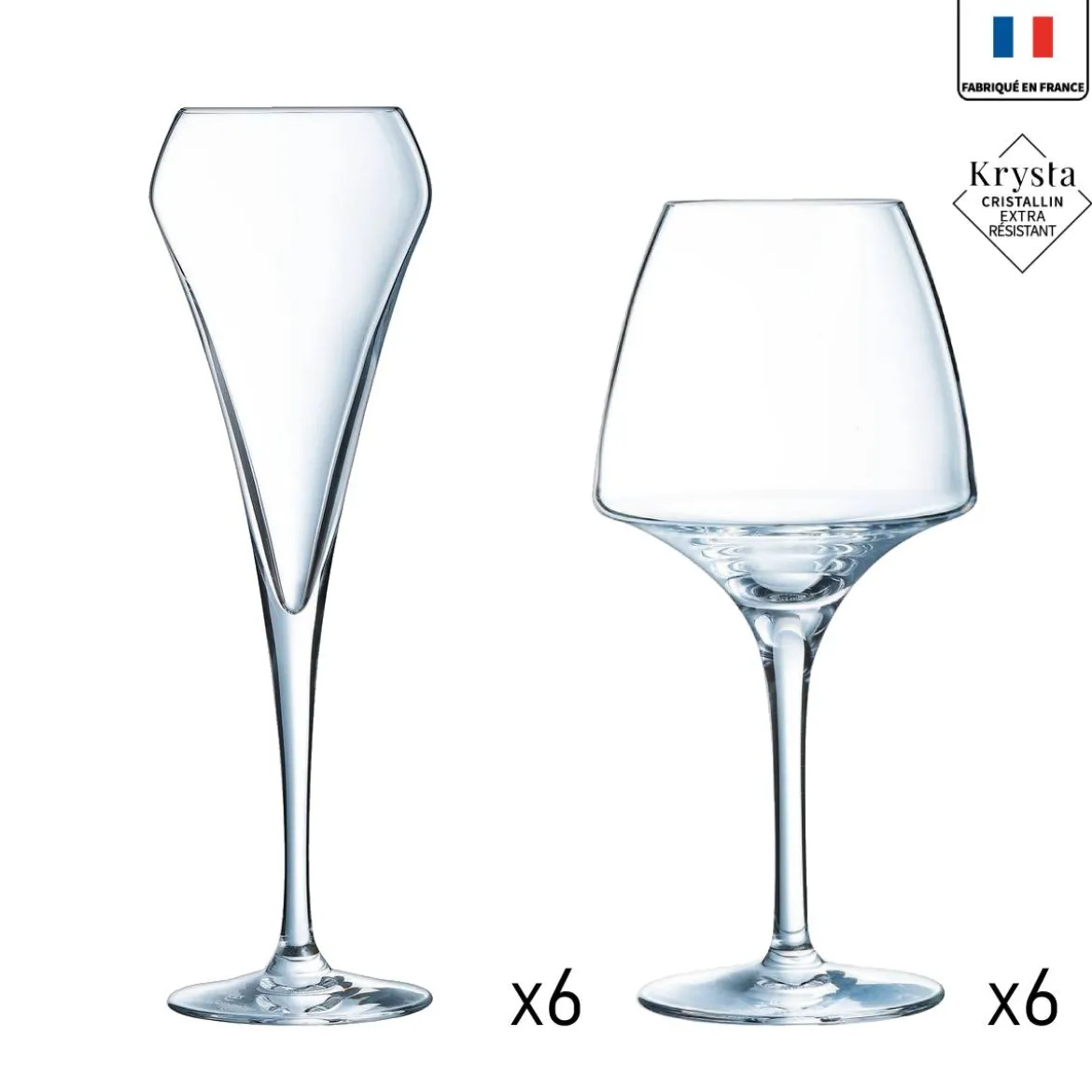 Ensemble 12 pièces Open Up - verre à pied 32cl et flute à Champagne